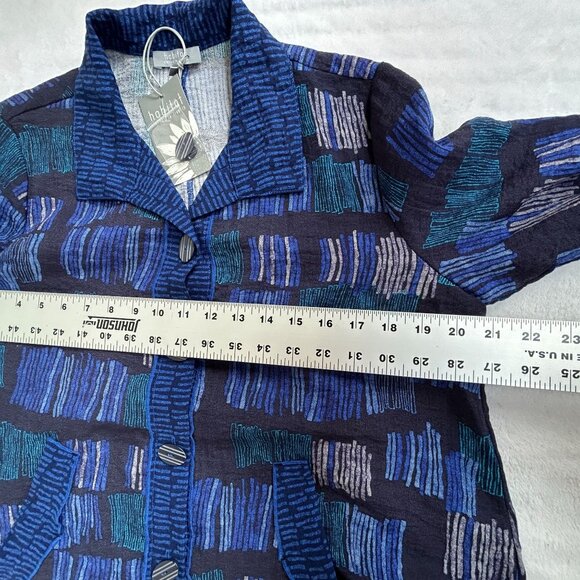 Habitat Womens Mixed Print Button Front Swing Jacket Small Blue Sapphire New - Picture 8 of 10